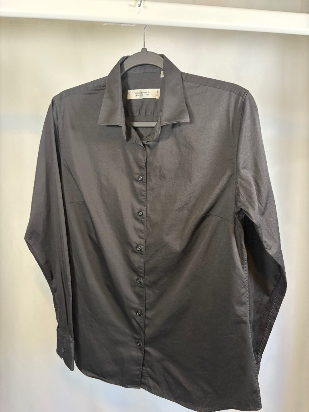 Contemporaine by Simons Black 100% Cotton Button-Up Shirt | Large